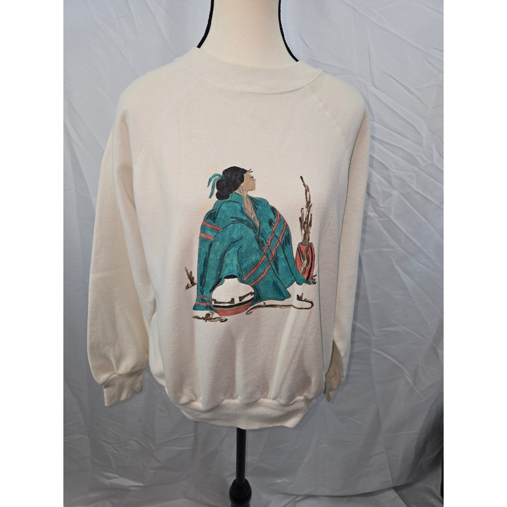 Cream Native American Woman‎ Graphic Sweatshirt Women's
